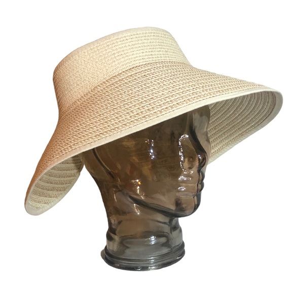 Magid Hats Straw Sun Visor Hat Roll Up Bow Closure - Picture 1 of 8